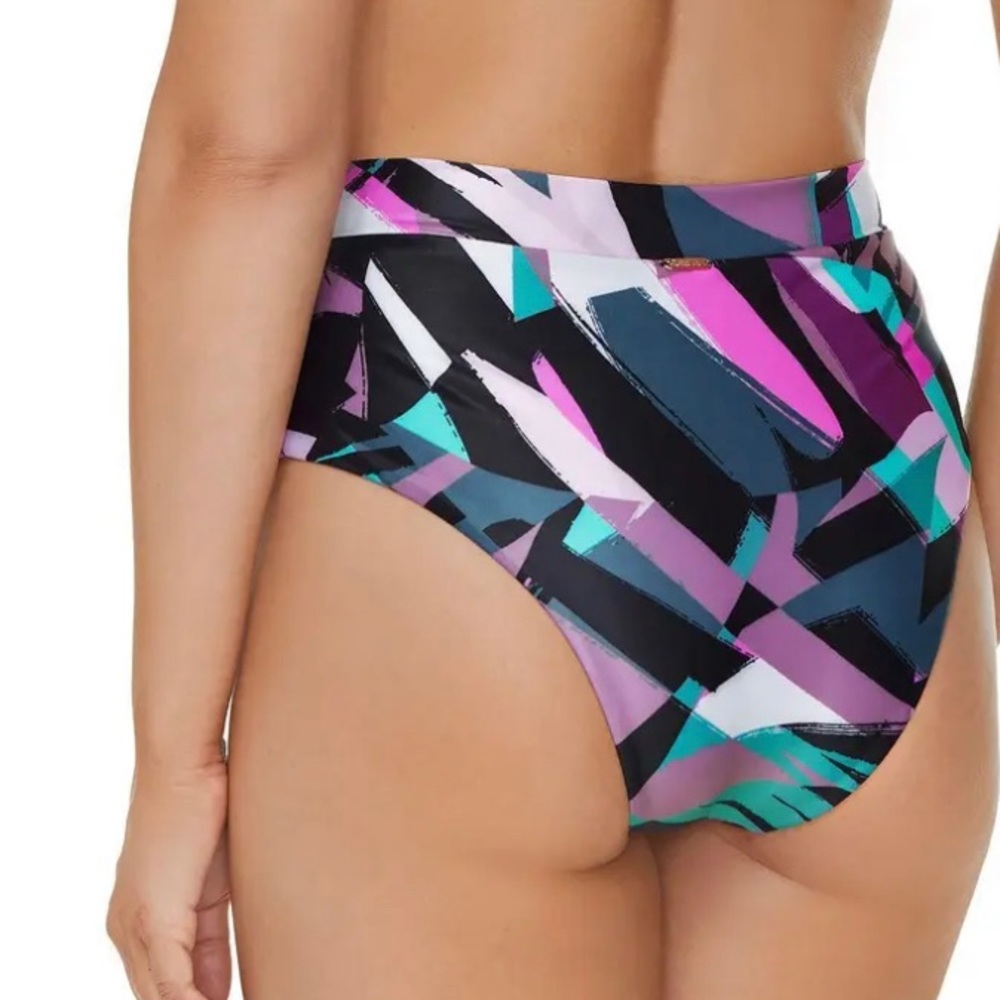 Raisins Women's Juniors' High-Waist Tropics geometric Bikini Bottoms Size M